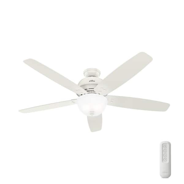 Hunter Reveille 60 in. Indoor Fresh White LED Ceiling Fan with Light and Remote