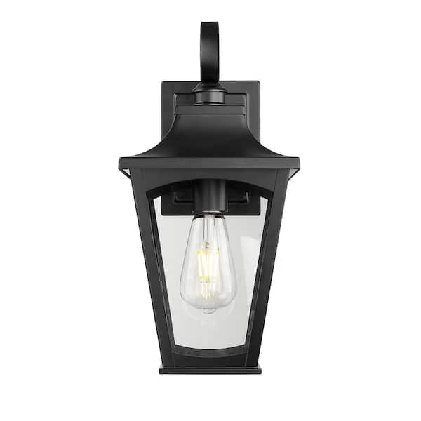 Millennium Lighting Curry 1-Light 7.5 in. Wide Powder Coated Black Outdoor wall Lantern with Clear Glass