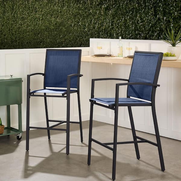 Unbranded Metal Outdoor Bar Stool (2-Pack) with Footrests