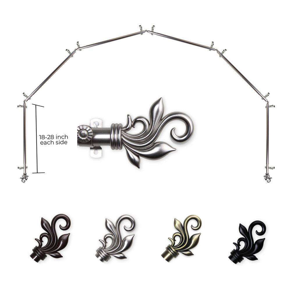 "13/16"" Delilah 6-Sided Bay Window Curtain Rod (18-28 inch each side)-Satin Nickel" price history on PriceWatchPro