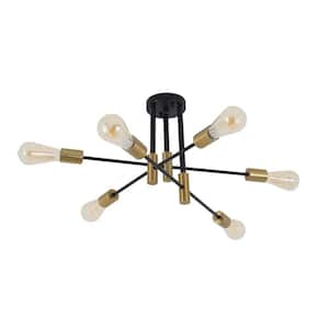 Modern 6-Light Black and Copper Adjustable Sputnik Chandelier