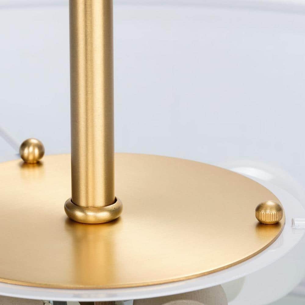 Elegant 18" Satin Brass Semi-Flush Mount with Summer Linen Shade