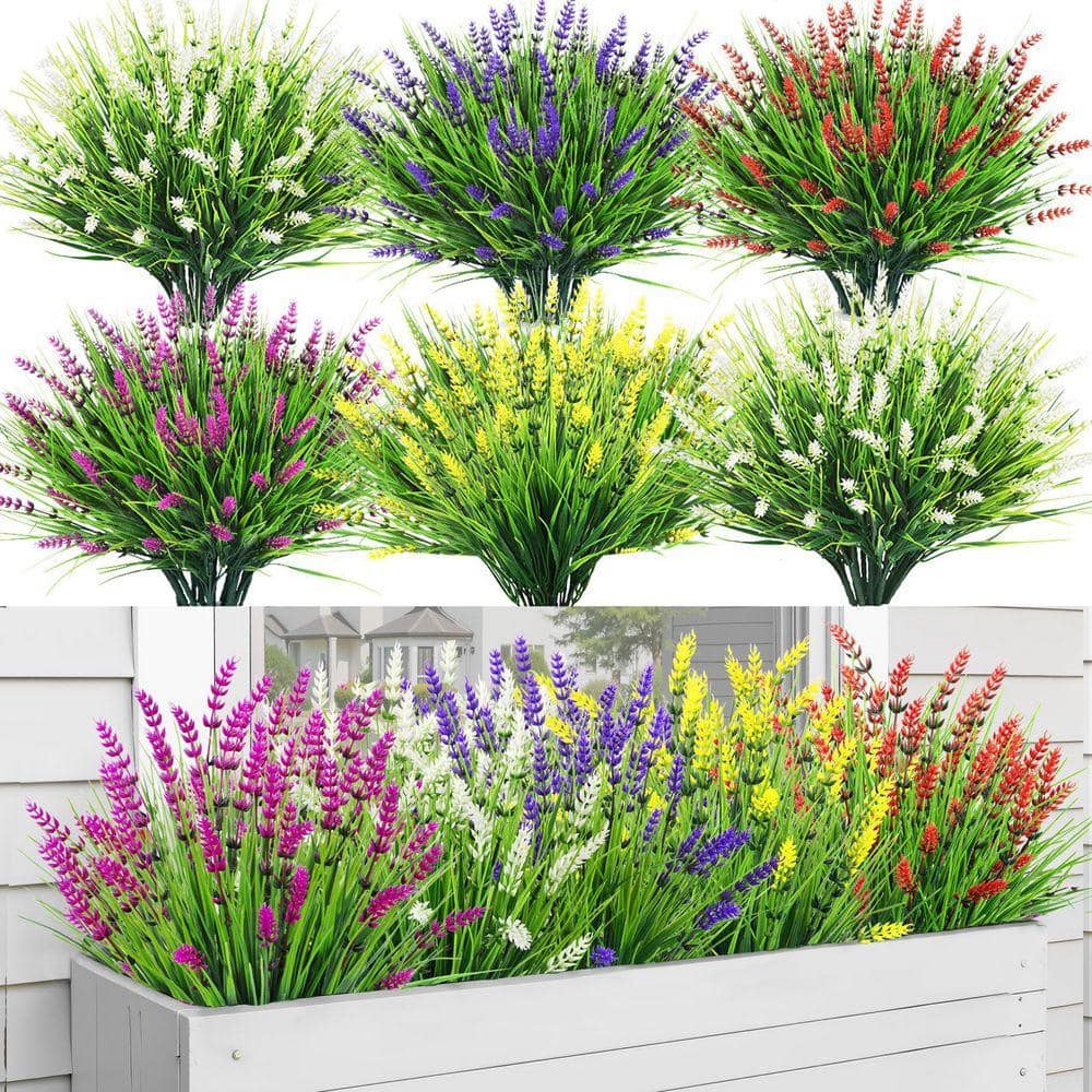 24 Bundles UV Resistant Plastic Plants Faux Monkey Grass, 14.2 in