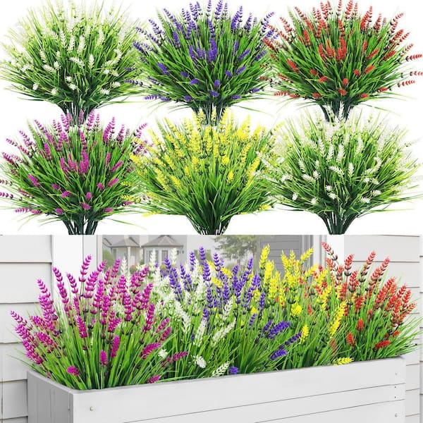 24 Bundles UV Resistant Plastic Plants Faux Monkey Grass, 14.2 in