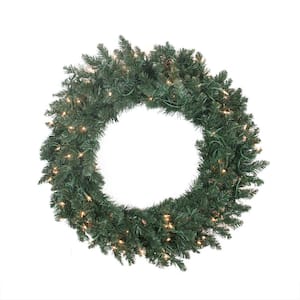 30 in. Pre-Lit Traditional Pine Artificial Christmas Wreath with Clear Lights
