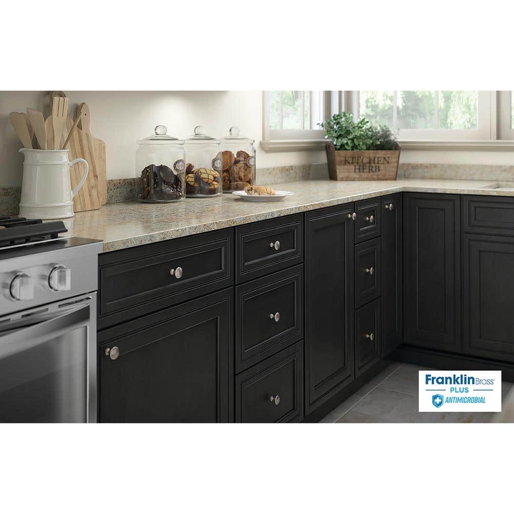 Satin Nickel Round Antimicrobial Cabinet Knob with Mounting Hardware