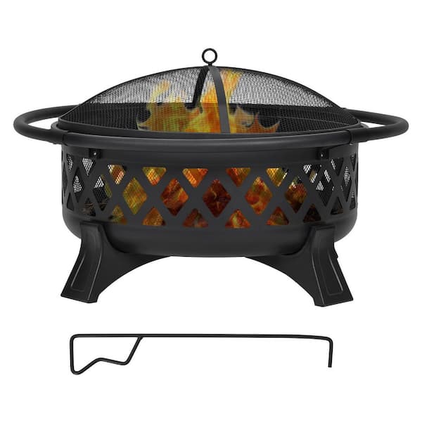 36 in. Smokeless Steel Outdoor Fire Pit with Spark Screen, Carry