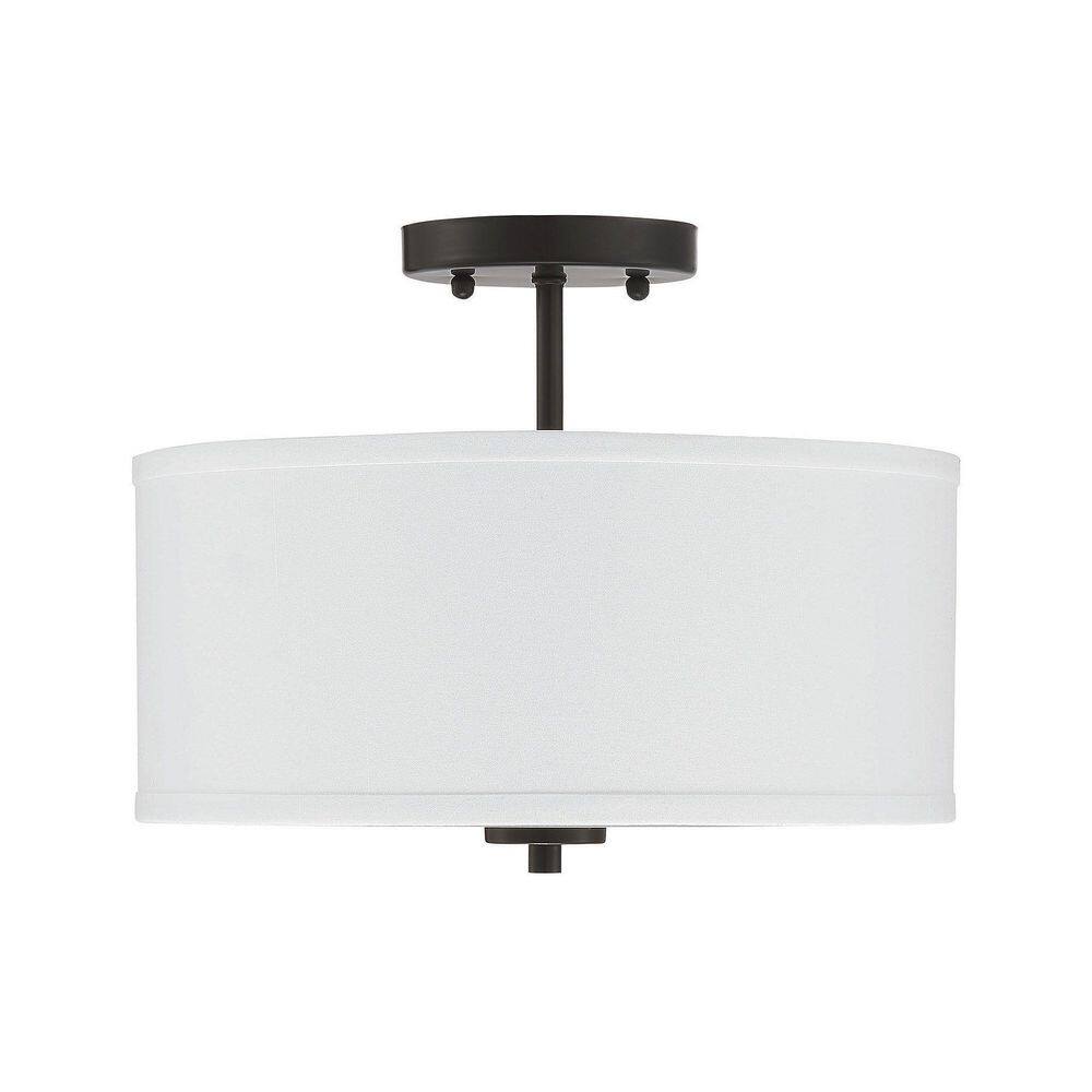 Cassie Contemporary Matte Black Drum Ceiling Light with White Shade