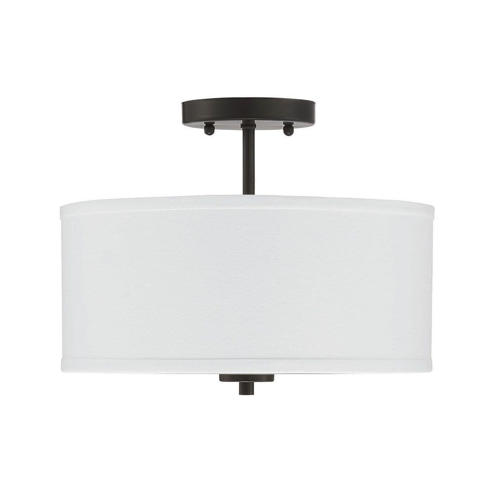 Cassie Contemporary Matte Black Drum Ceiling Light with White Shade