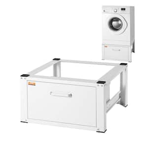 26.97 in. W Universal Laundry Pedestal Washing Machine Base White with Storage Shelf for Washer and Dryer