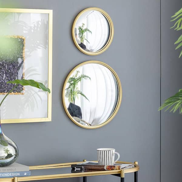 Blisstyle Gold 10.4 in W x 10.4 in. H Glam Round Metal Framed Mirror Wall Mirror Wall Decor Mirror