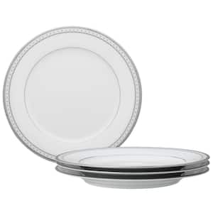 Rochester Platinum 10.5 in. (White) Porcelain Dinner Plates, (Set of 4)