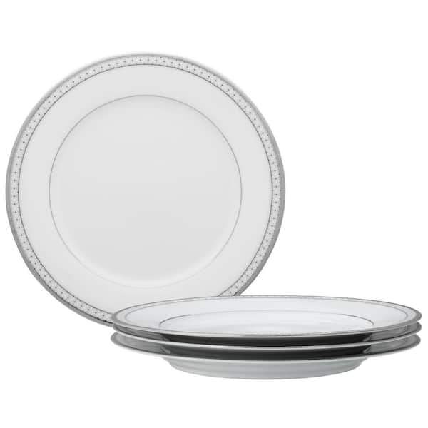 Noritake Rochester Platinum 10.5 in. (White) Porcelain Dinner Plates, (Set of 4)