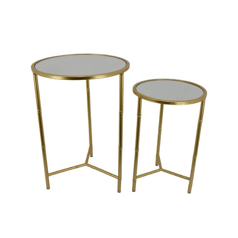 Modern Gold Metal Round Mirror Top Set of 2 Plant Stand Table (16.5 in. H x W 23.75 in. H) price history on PriceWatchPro