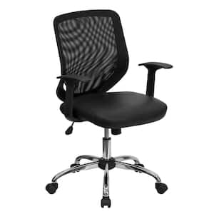 Faux Leather Swivel Office Chair in Black