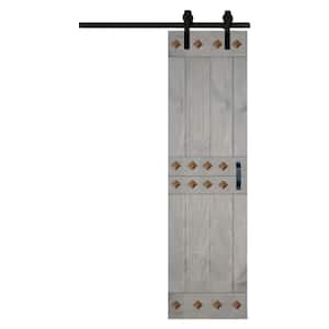 Mid-Century Style 24 in. x 84 in. French Gray DIY Knotty Pine Wood Sliding Barn Door with Hardware Kit