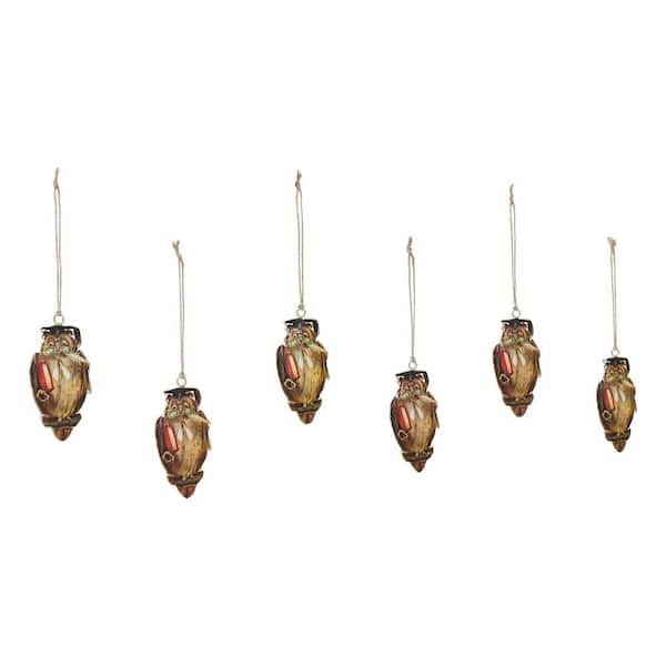4.5 in. Wise Owl Metal Christmas Ornament (Set of 6)