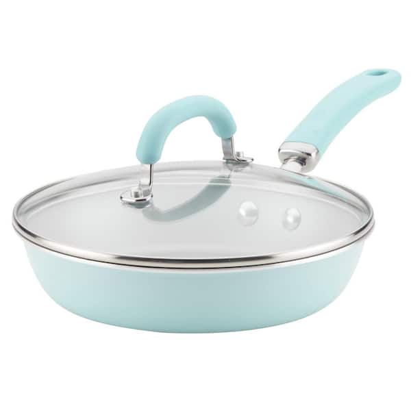Rachael Ray Create Delicious 9 .5- in. Aluminum Nonstick Deep Skillet, with  lid, Light Blue Shimmer 12017 - The Home Depot