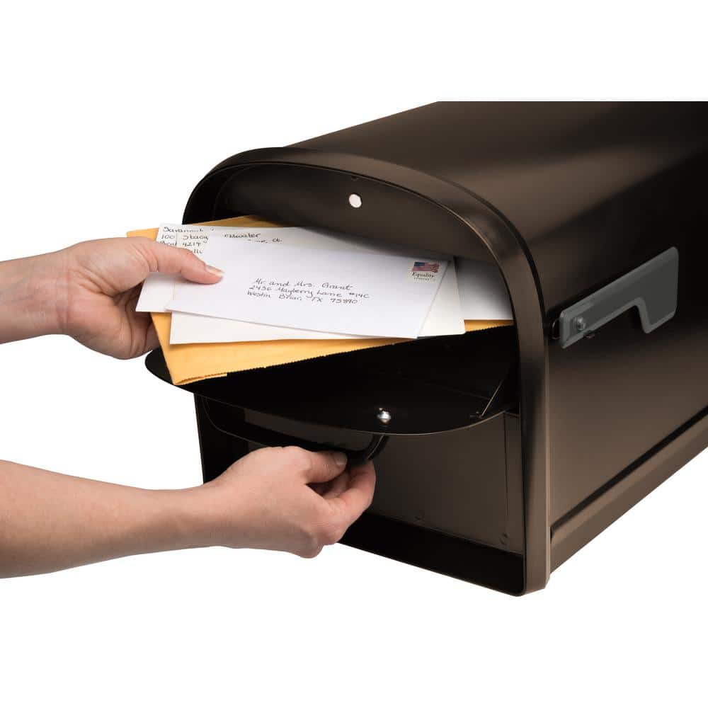 Large Rubbed Bronze Steel Locking Post Mount Mailbox