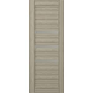 Dora 18 in. W x 80 in. No Bore Solid Core 3-Lite Frosted Glass Shambor Finished Wood Composite Interior Door Slab