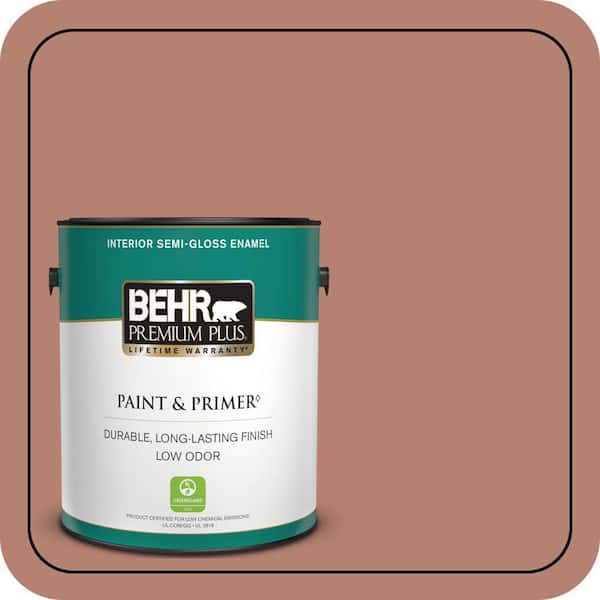 BEHR PREMIUM PLUS 1 gal. #S180-5 Auburn Glaze Semi-Gloss Enamel Low Odor Interior Paint & Primer
