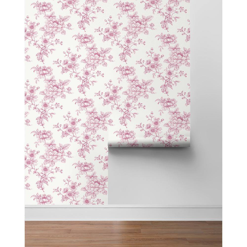 Pink Floral Self-Adhesive Vinyl Wallpaper Roll