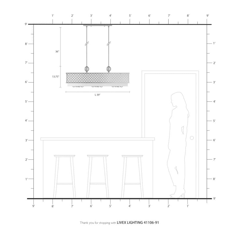 Arabesque Brushed Nickel 9-Light Linear Chandelier with Fabric Shade