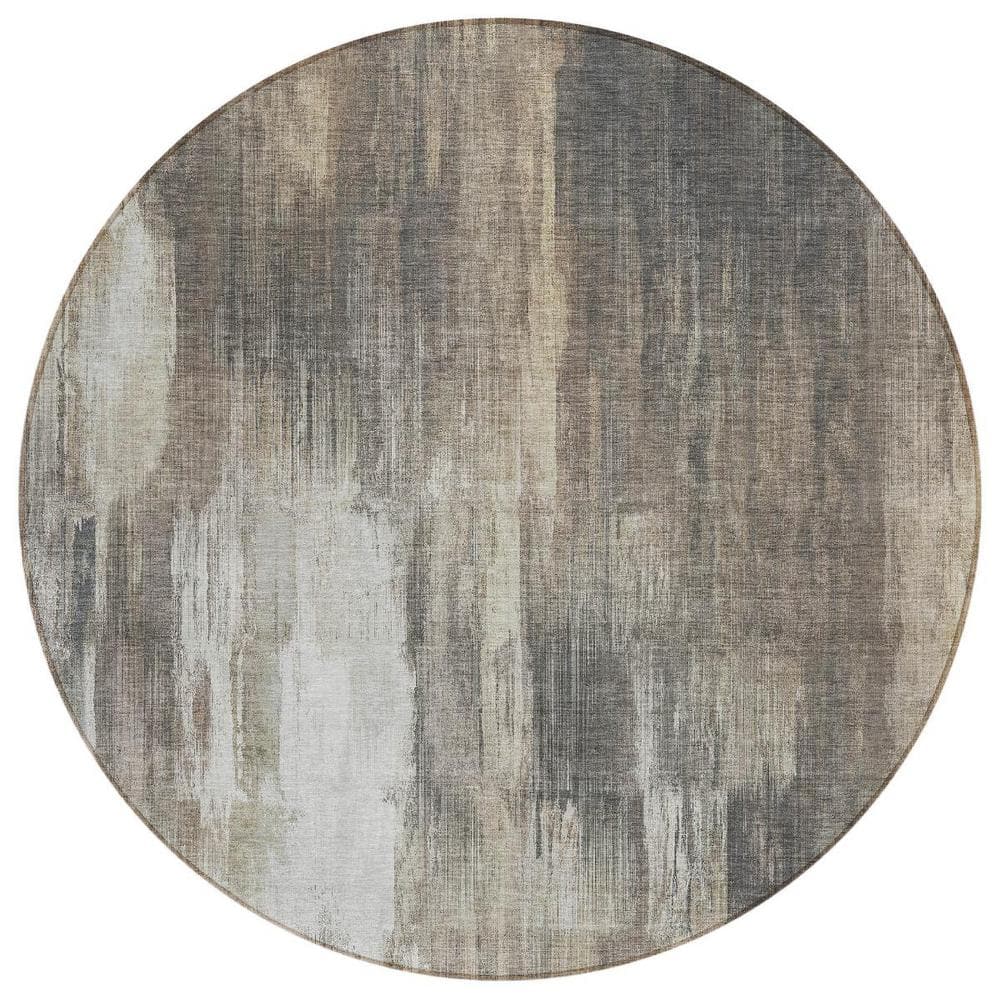 Taupe and Gray 8 ft. Round Woven Abstract Round Indoor/Outdoor Area Rug price history on PriceWatchPro