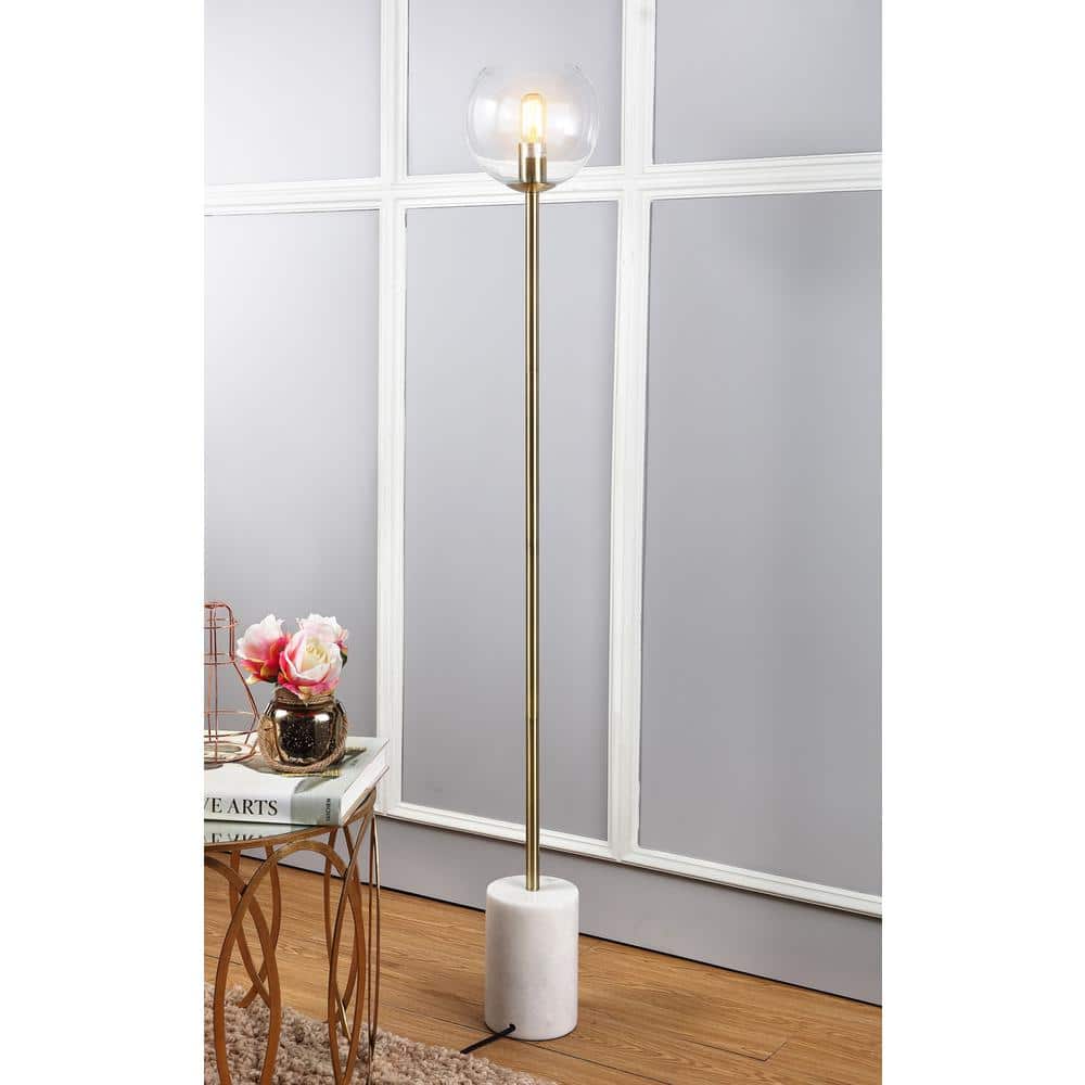 Bradley 61" Contemporary Gold & White Floor Lamp with Edison Bulb