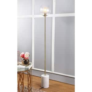 Bradley 61 in. White/Brass Gold Floor Lamp with Clear Open Globe Shade