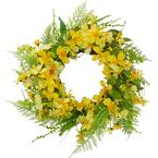 23 in. Artificial Daisy and Berry Floral Spring Multi-Colored Wreath