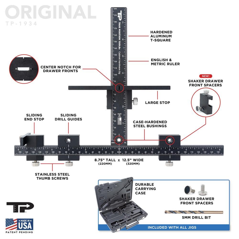 Precision Black Aluminum Cabinet Hardware Jig