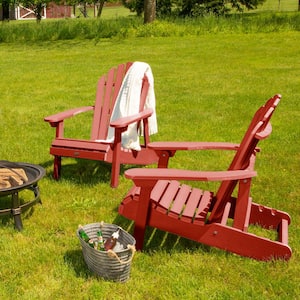 Hamilton Rustic Red Folding and Reclining Plastic Adirondack Chair (2-Pack)