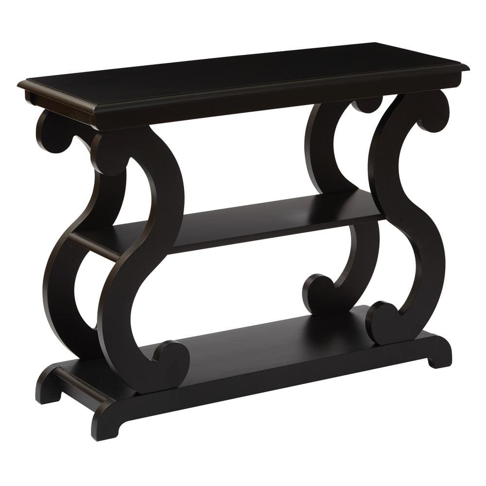 Ashland Brushed Black Wood and Metal Console Table with Storage
