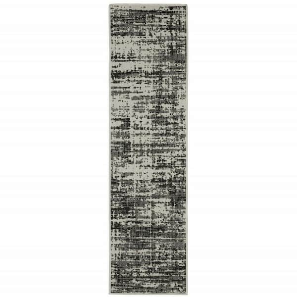 Beige, Black 2 ft. X 7 ft. Loomed Abstract Polypropylene Rectangle Indoor/Outdoor Area Rug