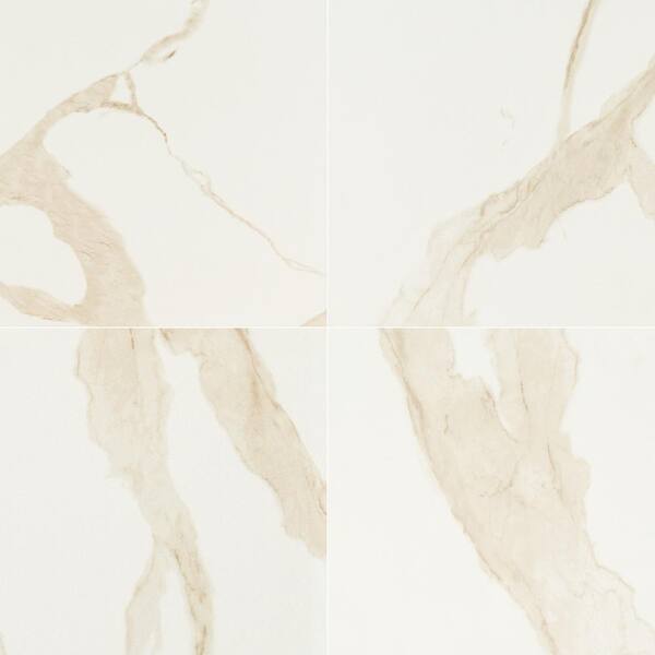 Calacatta 32-in x 32-in Polished Porcelain Marble Look Floor and Wall Tile (13.78-sq ft/ Carton)