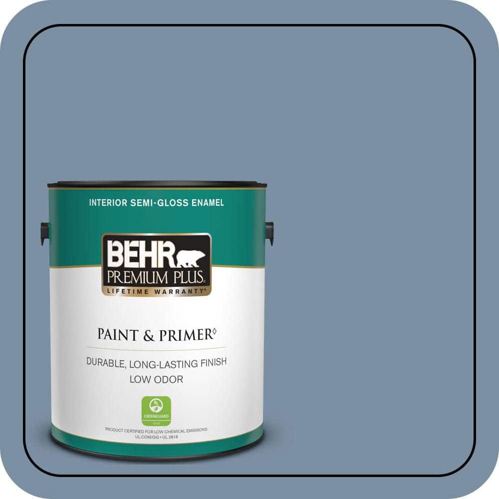 1 gal. #S510-4 Jean Jacket Blue Semi-Gloss Enamel Low Odor Interior Paint & Primer price history on PriceWatchPro