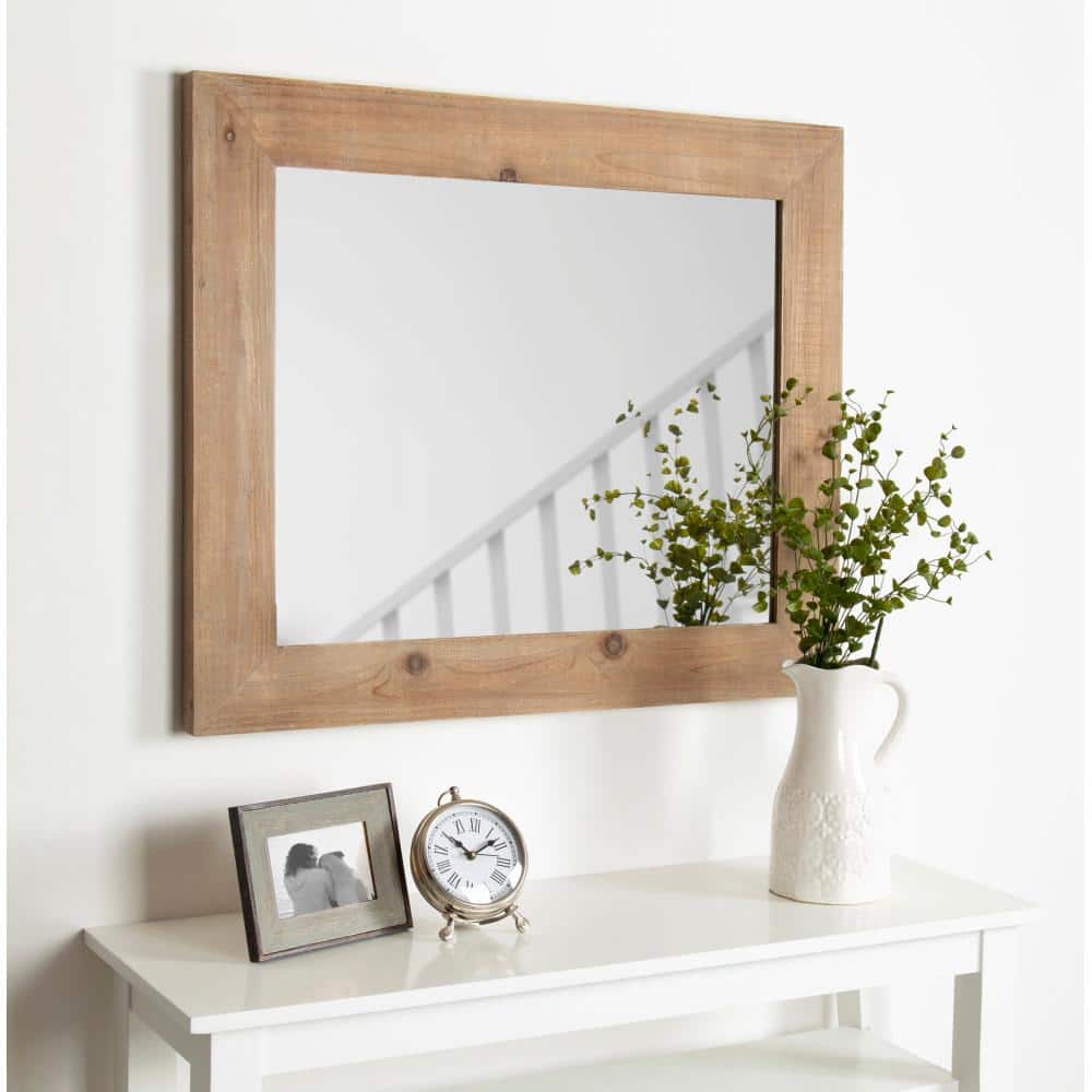 Garvey 36" x 30" Rustic Brown Solid Wood Full-Length Vanity Mirror