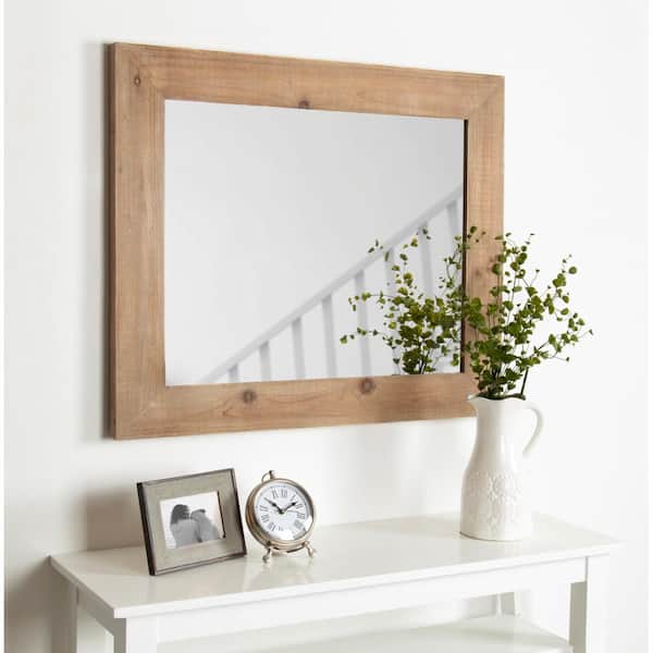 Medium Rectangle Rustic Brown Classic Mirror (36 in. H x 30 in. W)
