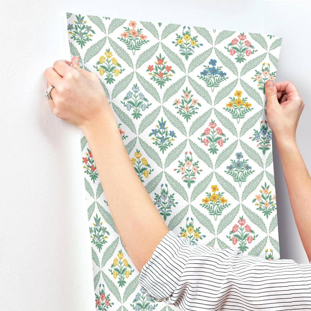 Sage Multi-Color Botanical Non-Pasted Washable Wallpaper