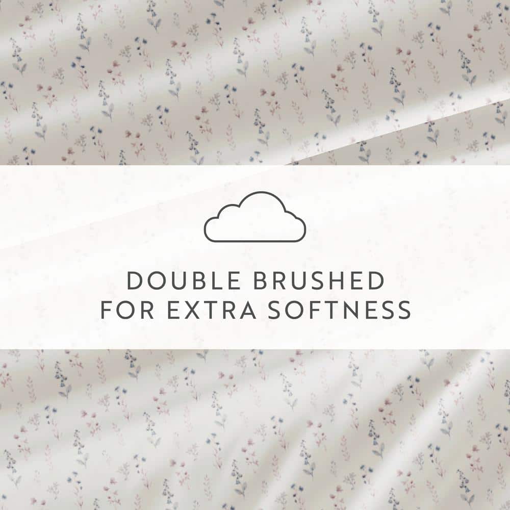 Twin Ivory Floral Microfiber Kids Sheet Set