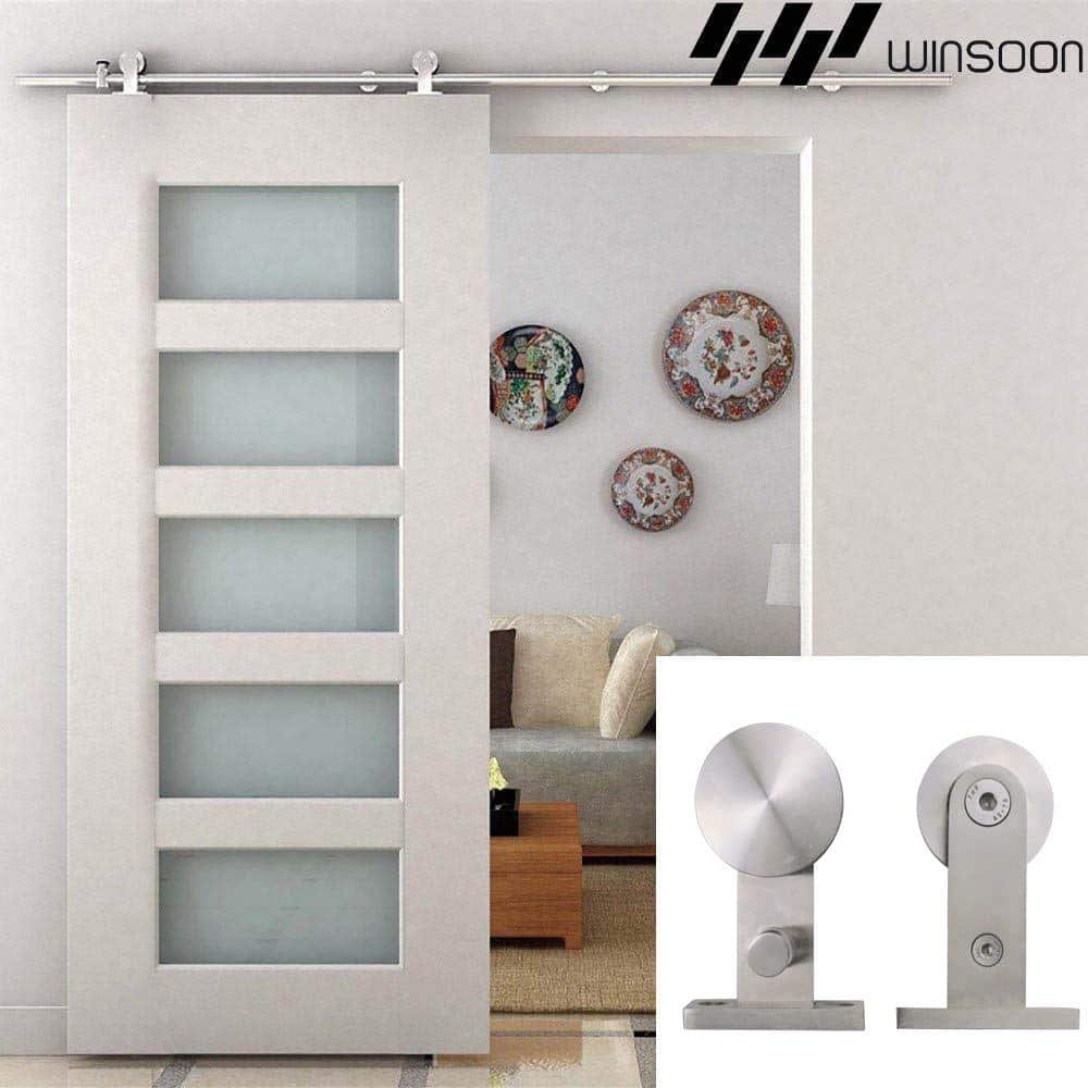 Winston 79.2" Stainless Steel Sliding Barn Door Hardware Kit