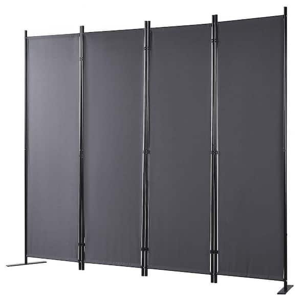 Room Divider, 67.9 in. Room Dividers and Folding Privacy Screens (4-Panel), Fabric Partition for Office, Bedroom, Grey