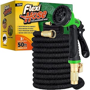 Flexi Hose 3/4 in x 50 ft. with 8 Function Nozzle Expandable Garden Hose, Lightweight & No-Kink Flexible, Black