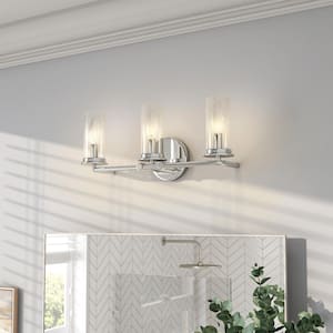 Hudson Heights 18 in. 3-Light Polished Nickel Transitional Vanity with Clear Glass Shades
