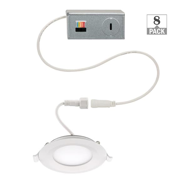 Commercial Electric 3 in. Canless Integrated LED Recessed Light Trim 550 Lumens Adjustable CCT Kitchen Bathroom Remodel Wet Rated (8-Pack)