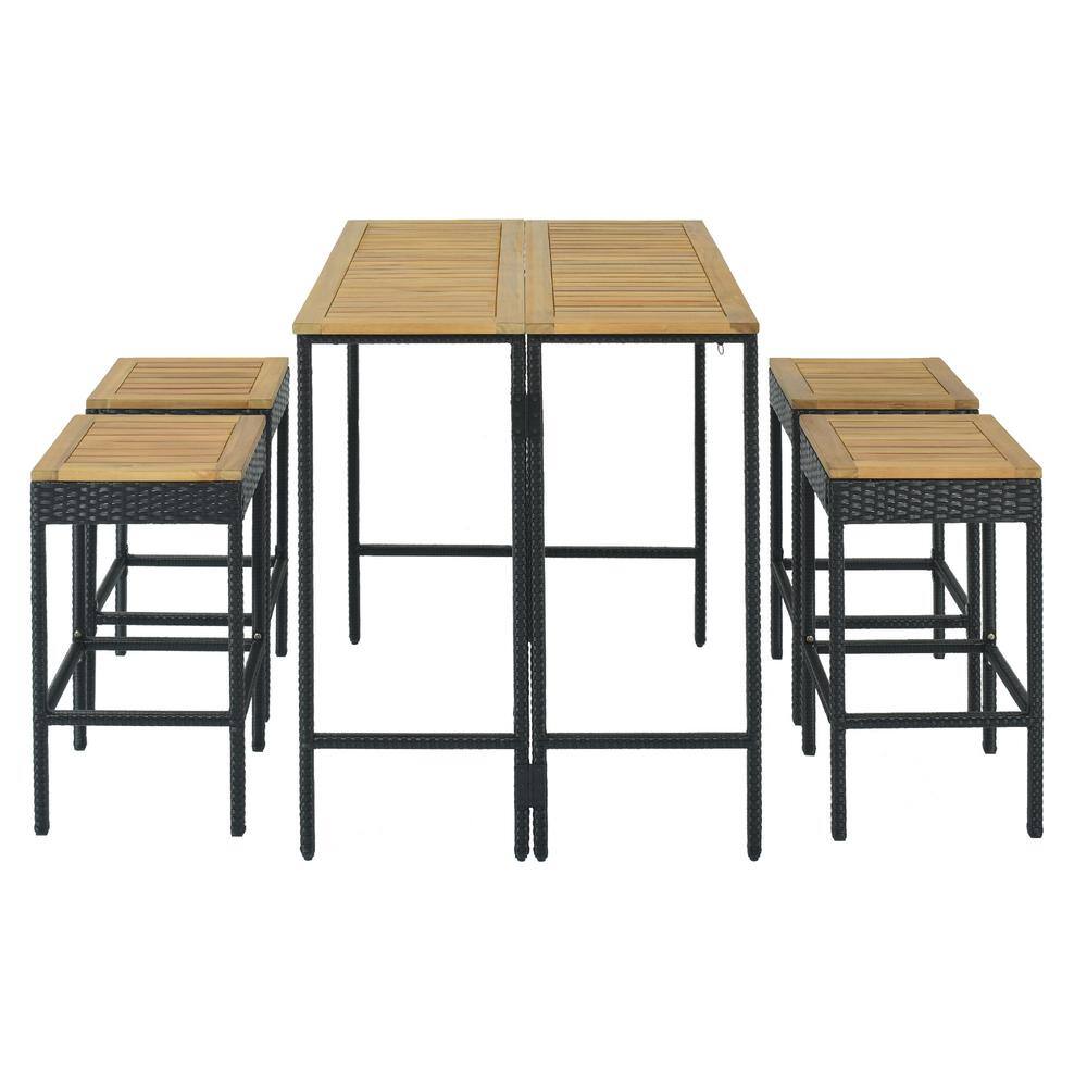5Piece PE Rattan Wicker Outdoor Bar Set WF285006AAD The Home Depot
