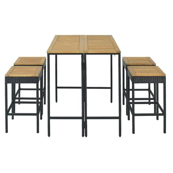5Piece PE Rattan Wicker Outdoor Bar Set WF285006AAD The Home Depot