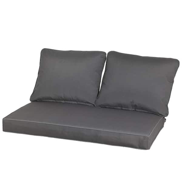 Aoodor 46.5 in. x 24.4 in. Outdoor Loveseat Replacement Cushions Set -(3-Piece)