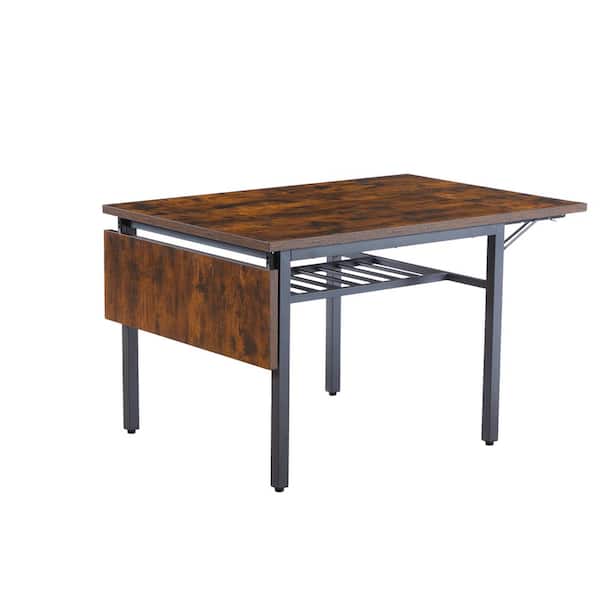 Unbranded 63.2 in. W Brown Wood Rectangular Folding Outdoor Dining Table, 1.2 in. Thick Table Top for Garden and Backyard